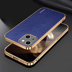 Coque Luxe Cuir Housse Etui LD3 pour Apple iPhone 15 Bleu