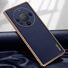 Coque Luxe Cuir Housse Etui LD3 pour Huawei Mate 60 Pro Bleu