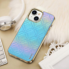 Coque Luxe Cuir Housse Etui LD4 pour Apple iPhone 14 Bleu