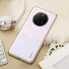 Coque Luxe Cuir Housse Etui LD4 pour Huawei Mate 50 Pro Argent