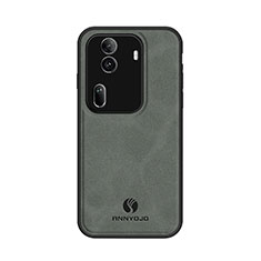 Coque Luxe Cuir Housse Etui LS1 pour Oppo Reno11 Pro 5G Gris