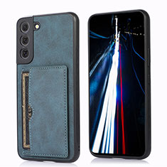 Coque Luxe Cuir Housse Etui M03T pour Samsung Galaxy S21 FE 5G Bleu