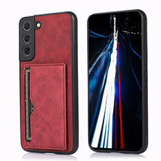 Coque Luxe Cuir Housse Etui M03T pour Samsung Galaxy S21 FE 5G Rouge