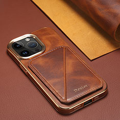 Coque Luxe Cuir Housse Etui MT1 pour Apple iPhone 14 Pro Marron