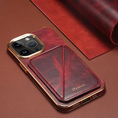 Coque Luxe Cuir Housse Etui MT1 pour Apple iPhone 14 Pro Max Rouge