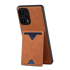 Coque Luxe Cuir Housse Etui MT1 pour Xiaomi Poco F5 5G Marron