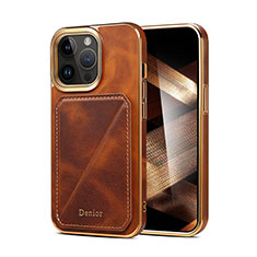 Coque Luxe Cuir Housse Etui MT2 pour Apple iPhone 16 Pro Max Marron