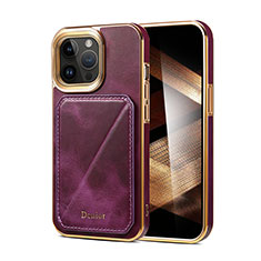 Coque Luxe Cuir Housse Etui MT2 pour Apple iPhone 16 Pro Max Violet