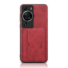 Coque Luxe Cuir Housse Etui MT2 pour Huawei P60 Pro Rouge