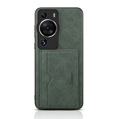 Coque Luxe Cuir Housse Etui MT2 pour Huawei P60 Pro Vert