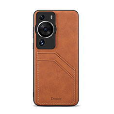 Coque Luxe Cuir Housse Etui MT3 pour Huawei P60 Marron