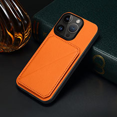 Coque Luxe Cuir Housse Etui MT4 pour Apple iPhone 15 Pro Max Orange