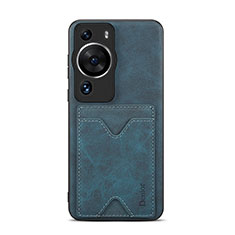 Coque Luxe Cuir Housse Etui MT4 pour Huawei P60 Bleu