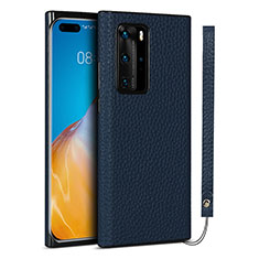 Coque Luxe Cuir Housse Etui N02 pour Huawei P40 Pro Bleu