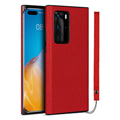 Coque Luxe Cuir Housse Etui N02 pour Huawei P40 Pro Rouge