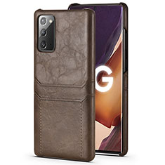 Coque Luxe Cuir Housse Etui N02 pour Samsung Galaxy Note 20 5G Marron