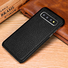 Coque Luxe Cuir Housse Etui P01 pour Samsung Galaxy S10 Noir