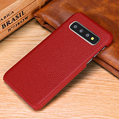 Coque Luxe Cuir Housse Etui P01 pour Samsung Galaxy S10 Rouge