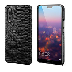 Coque Luxe Cuir Housse Etui P03 pour Huawei P20 Pro Noir