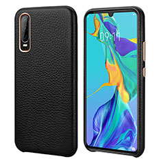 Coque Luxe Cuir Housse Etui P03 pour Huawei P30 Noir