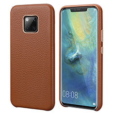 Coque Luxe Cuir Housse Etui P04 pour Huawei Mate 20 Pro Marron