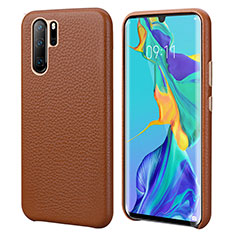 Coque Luxe Cuir Housse Etui P04 pour Huawei P30 Pro Marron