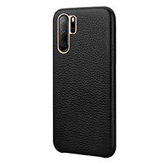 Coque Luxe Cuir Housse Etui P04 pour Huawei P30 Pro New Edition Noir