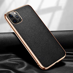 Coque Luxe Cuir Housse Etui pour Apple iPhone 12 Pro Noir