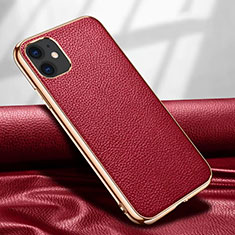 Coque Luxe Cuir Housse Etui pour Apple iPhone 12 Rouge