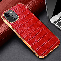 Coque Luxe Cuir Housse Etui pour Apple iPhone 14 Plus Rouge