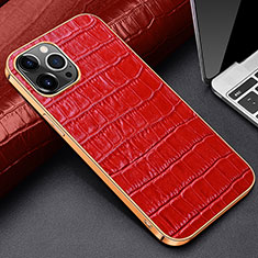 Coque Luxe Cuir Housse Etui pour Apple iPhone 15 Pro Max Rouge