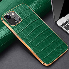 Coque Luxe Cuir Housse Etui pour Apple iPhone 15 Vert