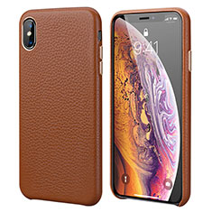 Coque Luxe Cuir Housse Etui pour Apple iPhone XR Marron