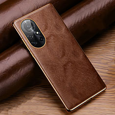 Coque Luxe Cuir Housse Etui pour Huawei Nova 8 Pro 5G Marron