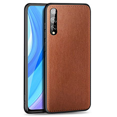 Coque Luxe Cuir Housse Etui pour Huawei P smart S Marron