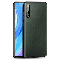 Coque Luxe Cuir Housse Etui pour Huawei P smart S Vert