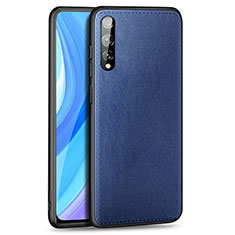 Coque Luxe Cuir Housse Etui pour Huawei Y8p Bleu