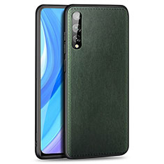 Coque Luxe Cuir Housse Etui pour Huawei Y8p Vert