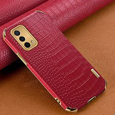Coque Luxe Cuir Housse Etui pour Oppo A54 5G Rouge