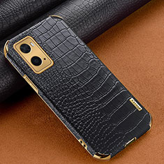 Coque Luxe Cuir Housse Etui pour Oppo A76 Noir