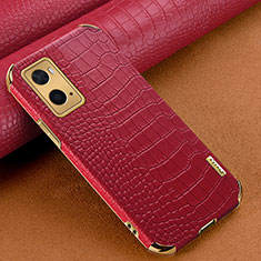 Coque Luxe Cuir Housse Etui pour Oppo A76 Rouge
