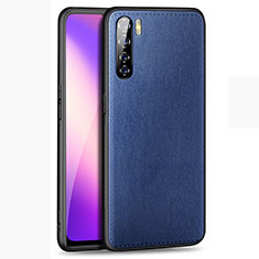 Coque Luxe Cuir Housse Etui pour Oppo A91 Bleu