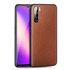 Coque Luxe Cuir Housse Etui pour Oppo A91 Marron