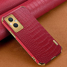 Coque Luxe Cuir Housse Etui pour Oppo A96 5G Rouge