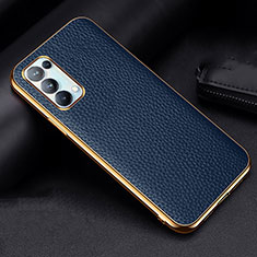 Coque Luxe Cuir Housse Etui pour Oppo Reno5 5G Bleu