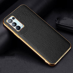 Coque Luxe Cuir Housse Etui pour Oppo Reno5 Pro 5G Noir