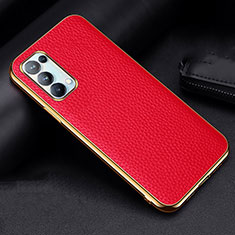 Coque Luxe Cuir Housse Etui pour Oppo Reno5 Pro 5G Rouge