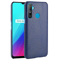 Coque Luxe Cuir Housse Etui pour Realme C3 Bleu