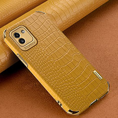 Coque Luxe Cuir Housse Etui pour Samsung Galaxy A03 Jaune