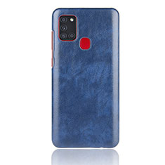 Coque Luxe Cuir Housse Etui pour Samsung Galaxy A21s Bleu